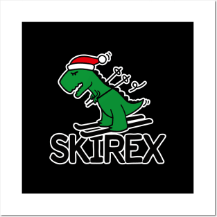 Skirex T-Rex skiing Dinosaur Tyrannosaurus Ski pun Posters and Art